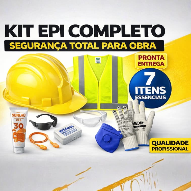 Kit Epi Para Obras capacete colete pedreiro construção civil completo ca epi