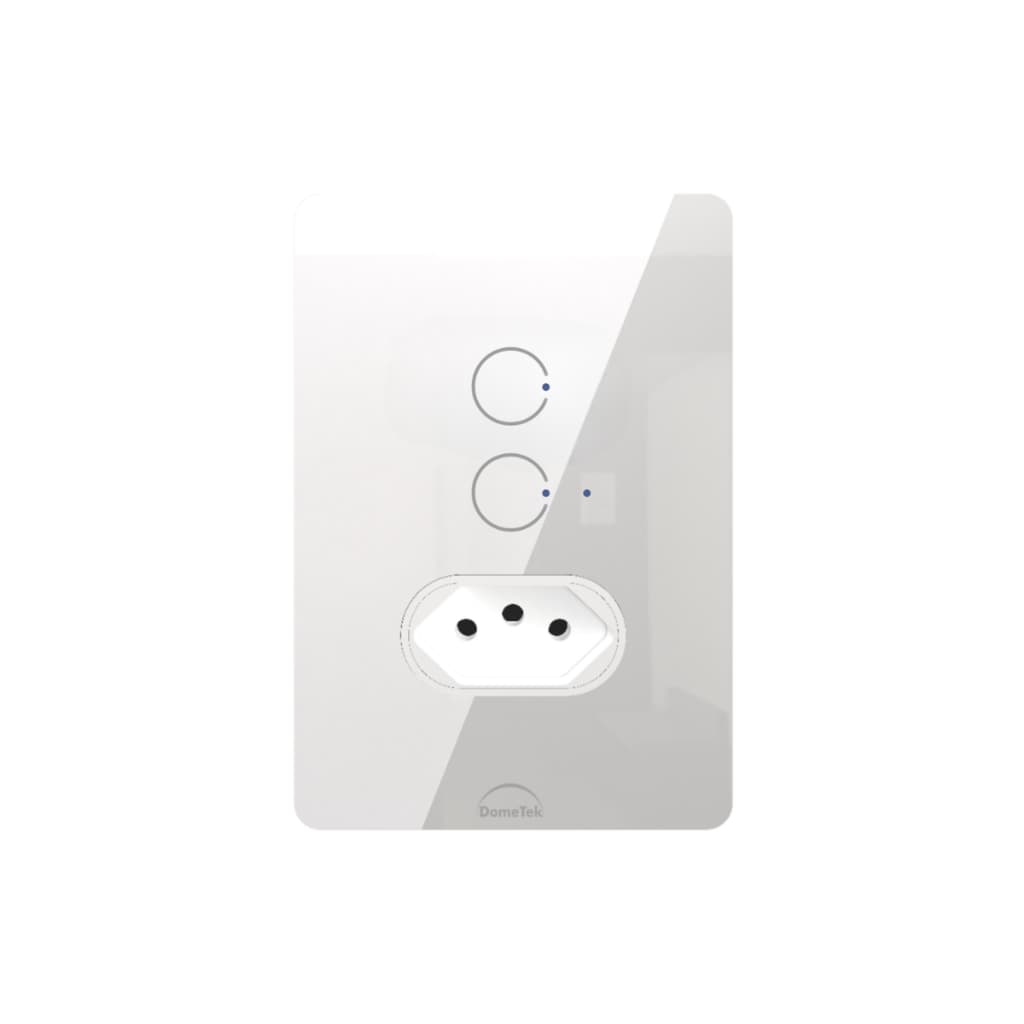 Interruptor Wifi 2 Botões E Tomada Linha Square 4x2 Dometek