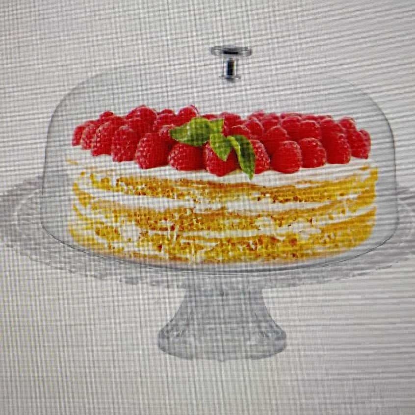 01 Boleira Torta Porta Frios Com Pé E Tampa De Vidro Redonda Home Special