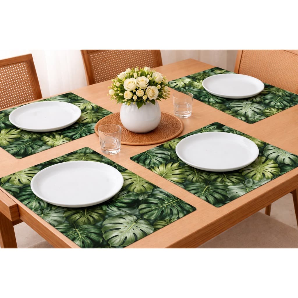 Jogo Americano Premium 4 Peças em Tecido Sublimado Floral | Mesa Posta Elegante | Jogo Americano Moderno