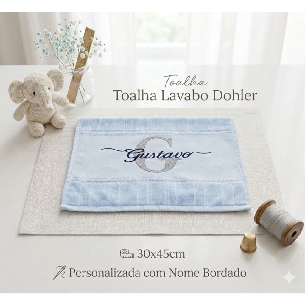 Toalha Lavabo Bordada Dohler Infantil Personalizada | Alta Absorção