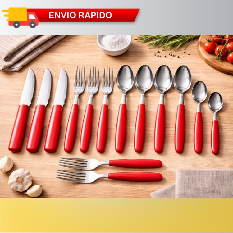 Conjunto de Talheres Mônaco 21 Peças - Vermelha