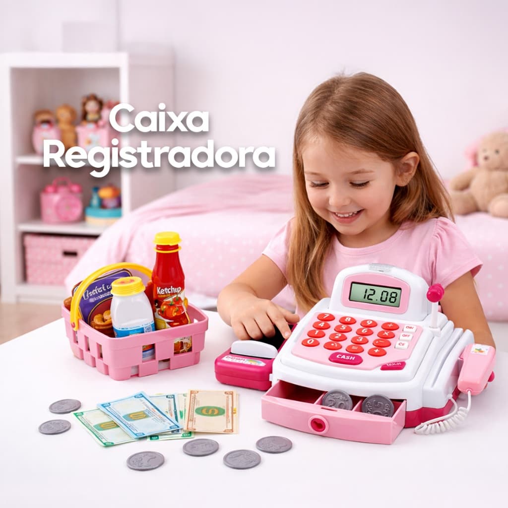 Caixa Registradora De Brinquedo Com Som Luz Mini Mercadinho Infantil