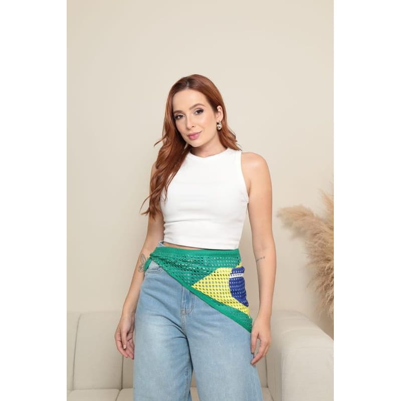 Bandana Do Brasil de Tricot feminina com Ponto Estilo Crochê Lenço E Faixa De Cabelo  Cintura Acessório Cinto Lançamento
