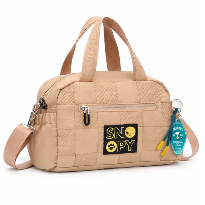 Bolsa de Mão Snoopy Sporty Chic Acolchoada com Chaveiro Exclusivo
