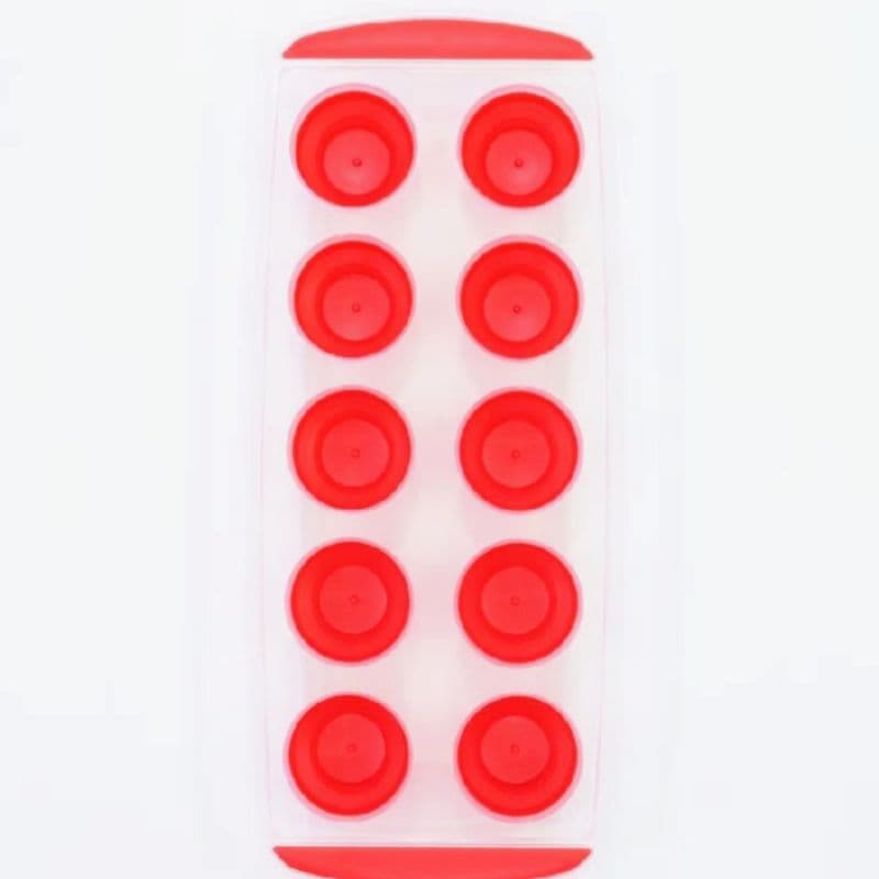Forma de Gelo de Silicone Base Retrátil - 10 Cavidades - vermelho,preto