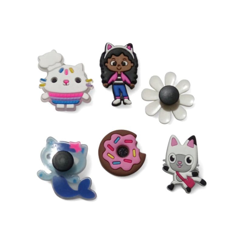 6 Pins/bottons enfeites emborrachados para sandálias babuches personalizadas enfeite turma da gabi