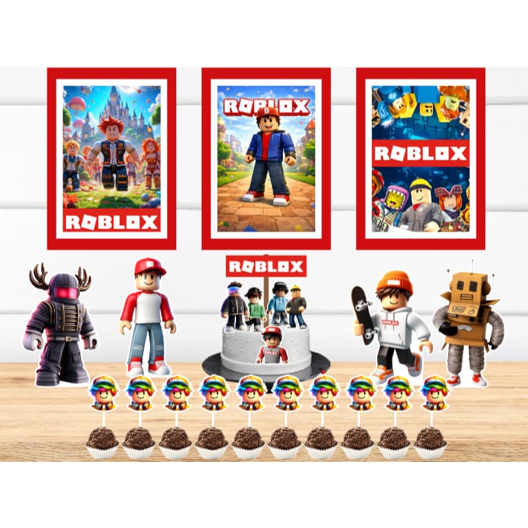Kit Só um Bolinho - ROBLOX MENINO - Kit Festa em casa  - Aniversário, Mêsversário