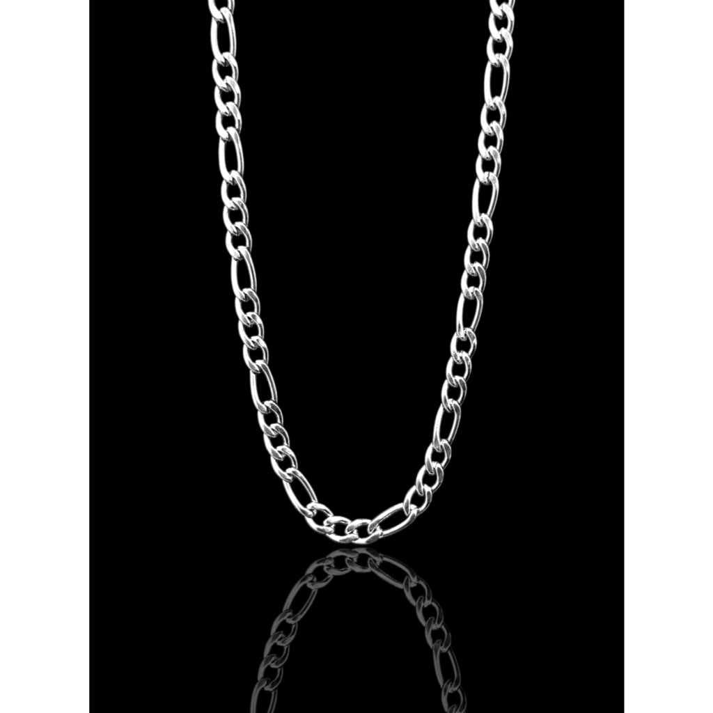 Corrente Masculina 3x1 fígaro 2.8mm 60 cm Aço Inox Prata Brilhante  Não Escurece Colar Cordão