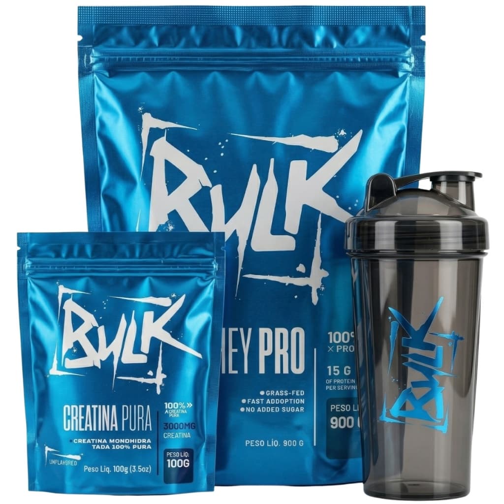 Kit Suplemento Whey Protein + Creatina Pura + Coqueteleira Shaker