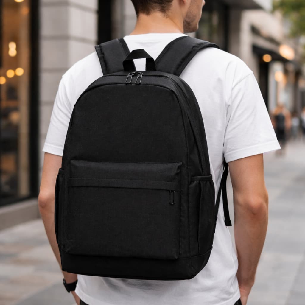 Mochila Reforçada Preto - Durabilidade Bolsa Estilo com Alças Acolchoadas e Ajustáveis
