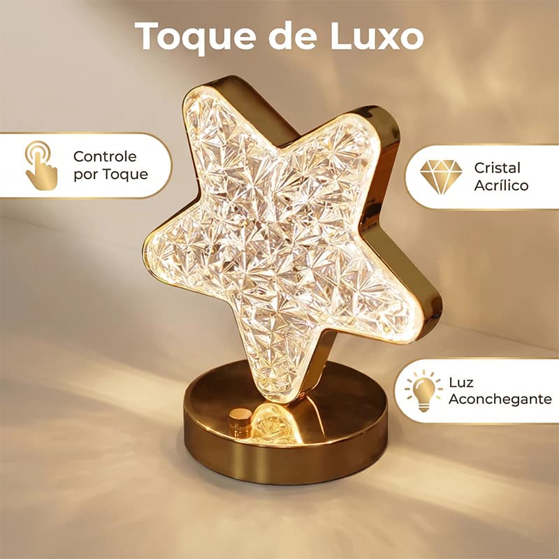 Luminária de Mesa Lâmpada Touch Quarto Luxuosa Cristal Acrílico 3 Tons de Led