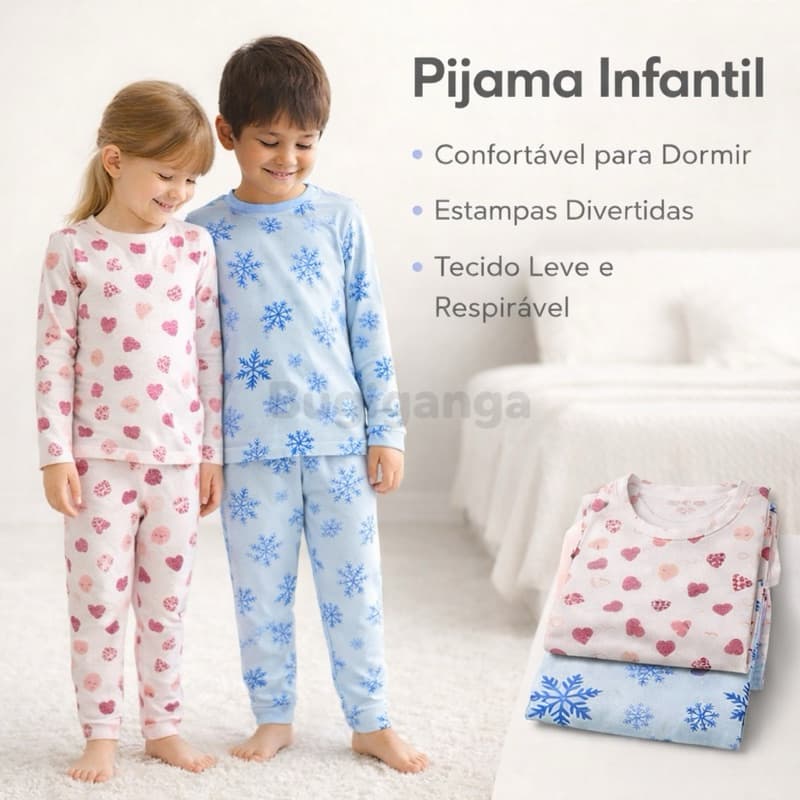 Pijama Infantil 100% Algodão 02 ao 10 Calça e Manga Longa Confortável Estampas Divertidas