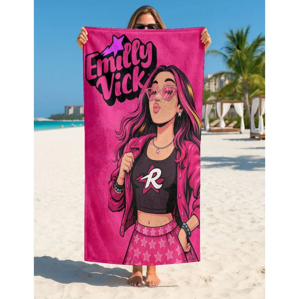 Toalha Grande de Banho Praia 1,40x70cm Emilly Vick Rosa