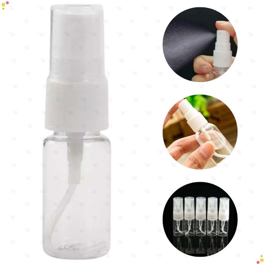 Kit 10 Frasco Borrifador Valvula Spray Transparente 10ml Para Viagens Álcool Perfume Água Branco