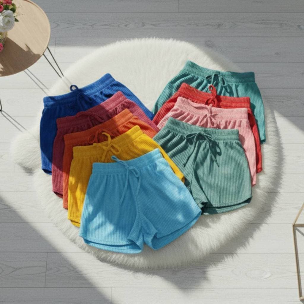 Kit 2 Shortinho Malha Canelada Academia Tecido Leve Costura Reforçada