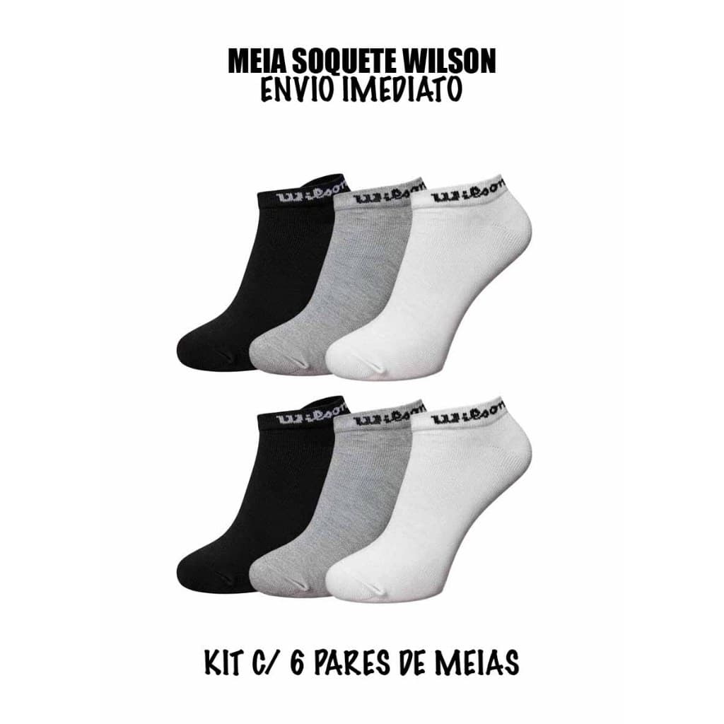 Kit 6 Meias Soquete Wilson Originais
