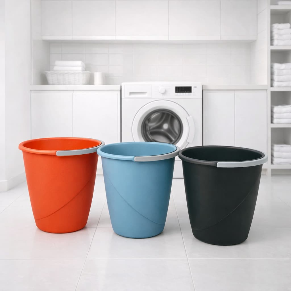 Kit 3 Unidades de Balde Plástico Reforçado 8 Litros com Apoio de Mão – Multiuso