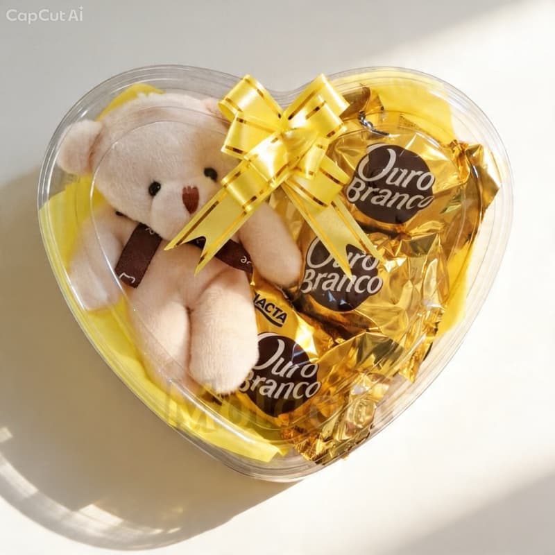 Cesta dia dos namorados de chocolate  com Ursinho | Presente Dia das Mães, Dia dos Namorados, Fofo, Romântico, Surpresa