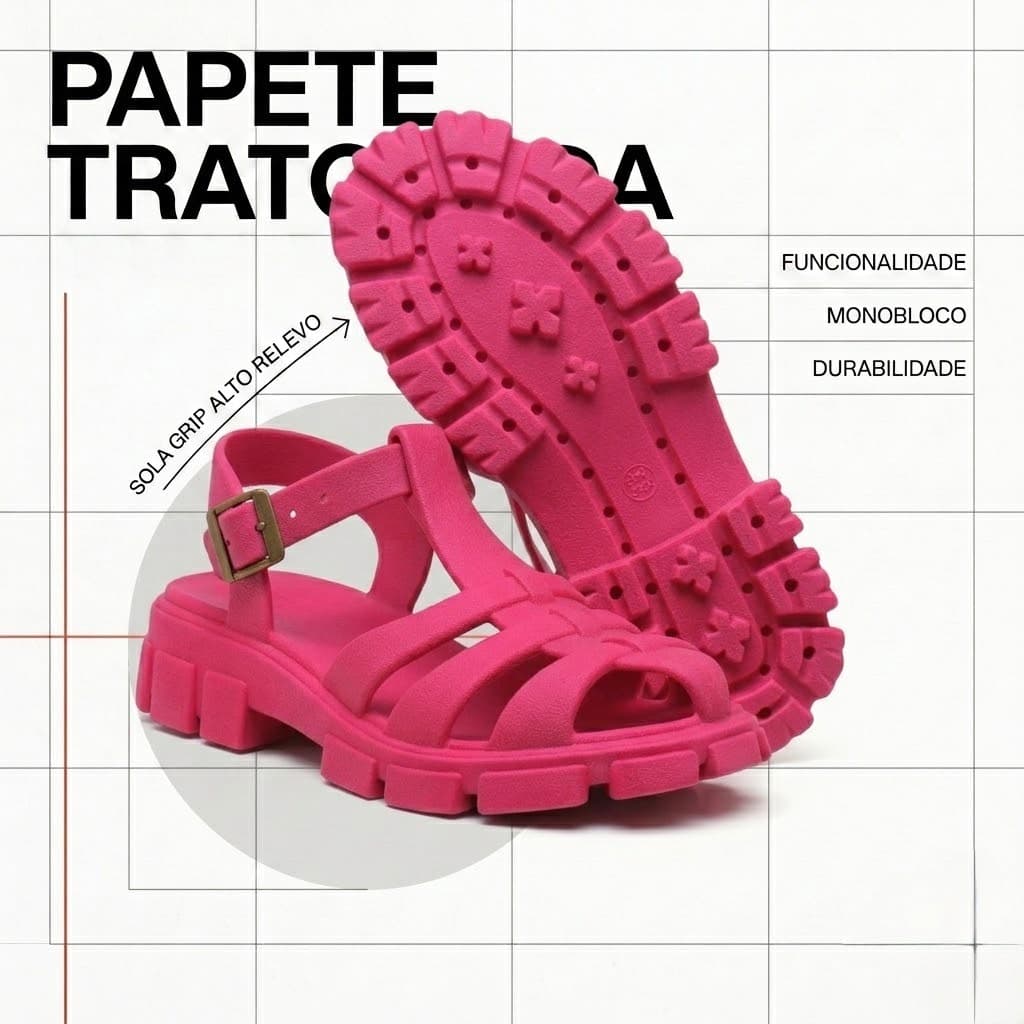 Sandália Feminina Tratorada Aranha Fisherman Casual Plataforma Confortável Emborrachada