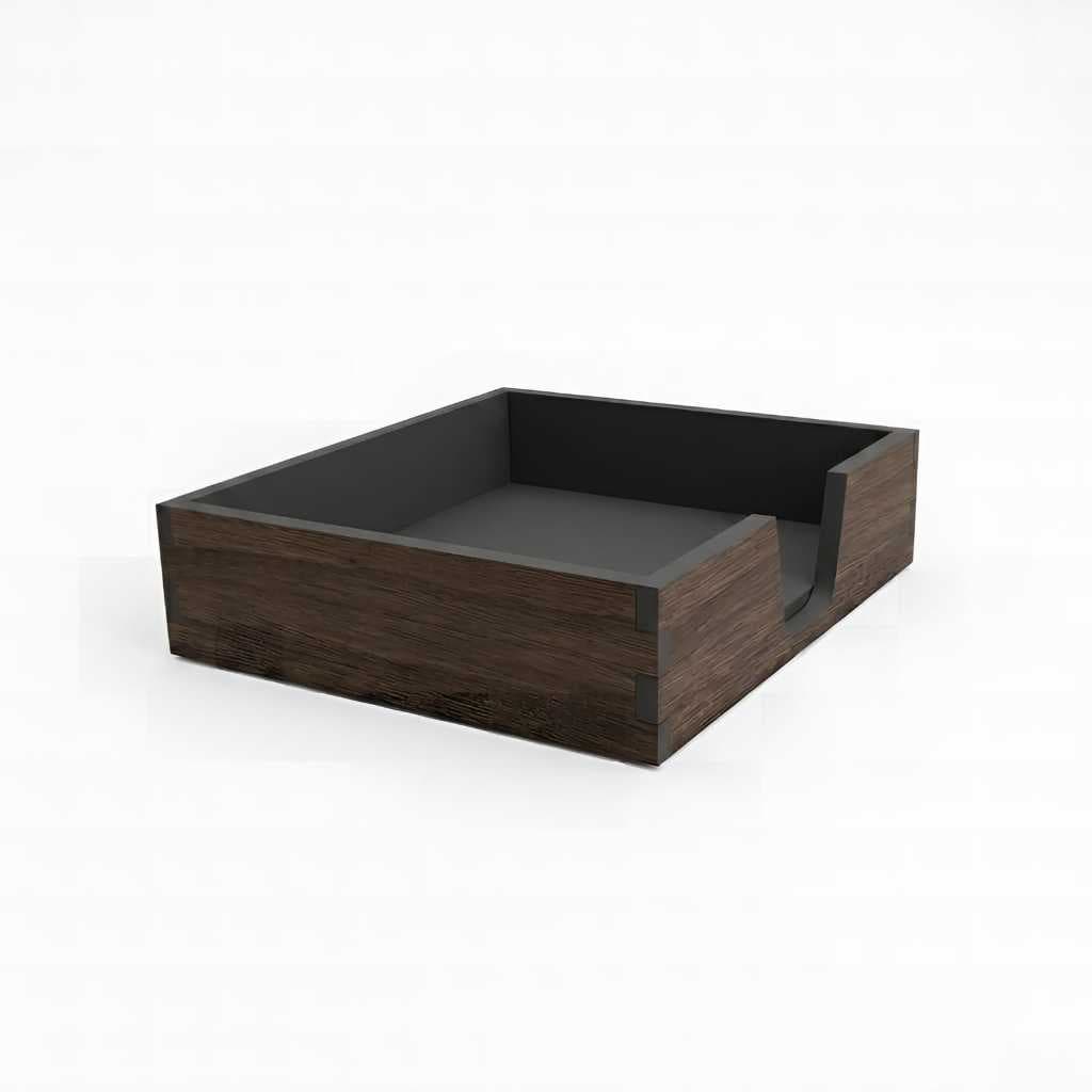Caixa com 3 Porta Guardanapos Grande em Madeira Quercia Marrone Porta Guardanapo Decorativo Premium Organizador de Mesa