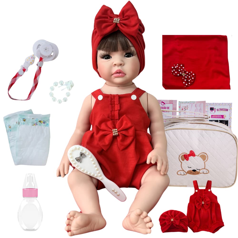 Boneca Bebê Reborn Menina 100% Silicone Acessórios De Luxo