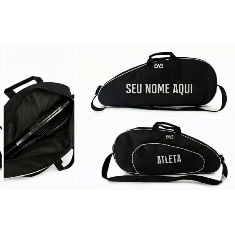 Porta Raquete Personalizado Impermeável Nylon 600 | Tênis e Beach Tennis Bolsa Esportiva Resistente