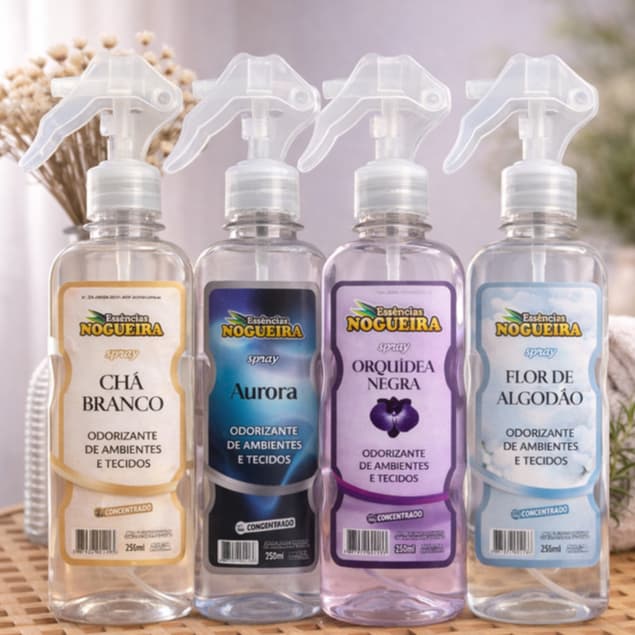 Aromatizador Odorizador de Ambientes e Tecidos Nogueira 250ml Perfumes Spray Casa e Roupas Aromático