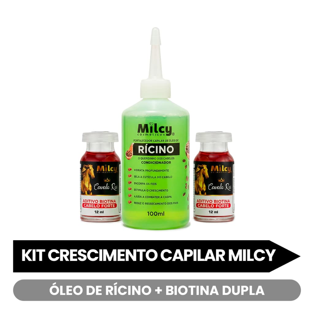 Kit Crescimento Capilar + Ampola Biotina Fortalecedor Antiqueda Hidratação e Brilho