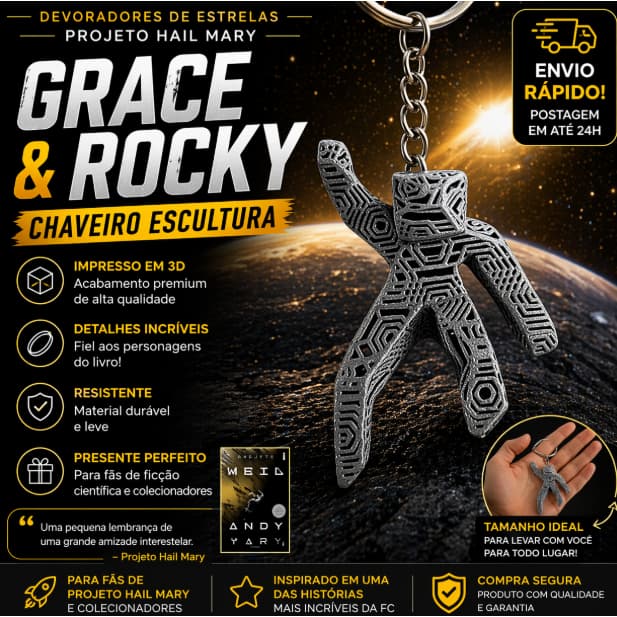Devoradores de Estrelas/ Projeto Hail Mary - Escultura da Grace e Rocky Chaveiro FILME