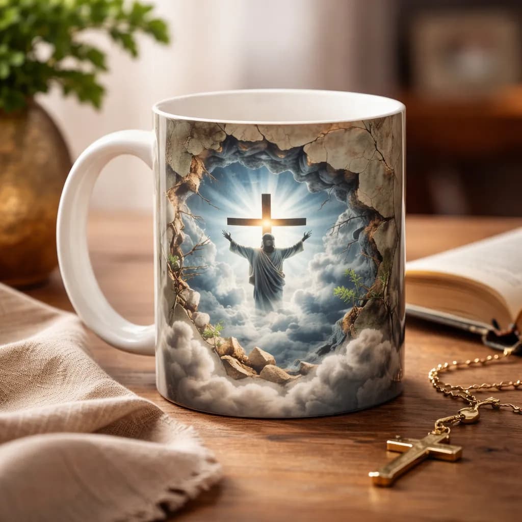 Caneca religiosa porcelana 3d resistente perfeita para café diário