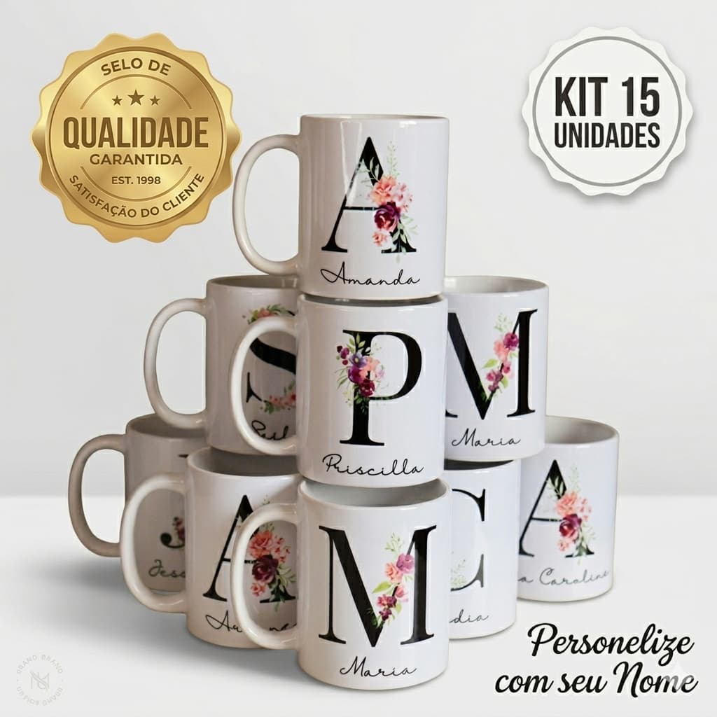KIT  Canecas Personalizadas 15 UNIDADES Sublimadas Porcelana com Logotipo  FOTO da Família  Padrinhos  NOMES Desenhos