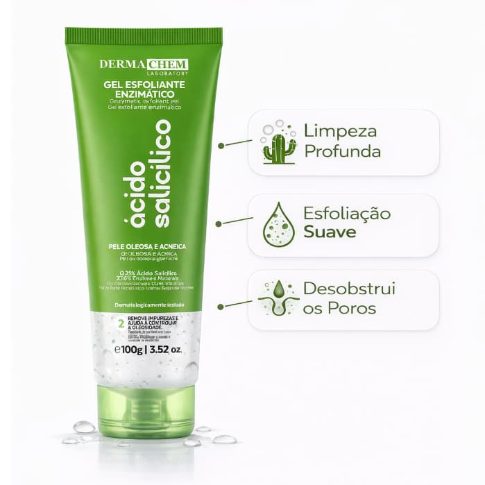 Gel Esfoliante Dermachem Enzimático Remove Impurezas Pele Macia 100ml