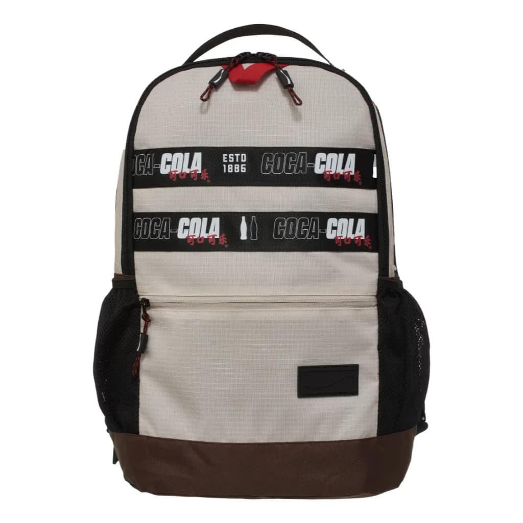 Mochila Coca-Cola Original Estilosa Grande Escolar Viagem Resistente Com Bolsos Laterais