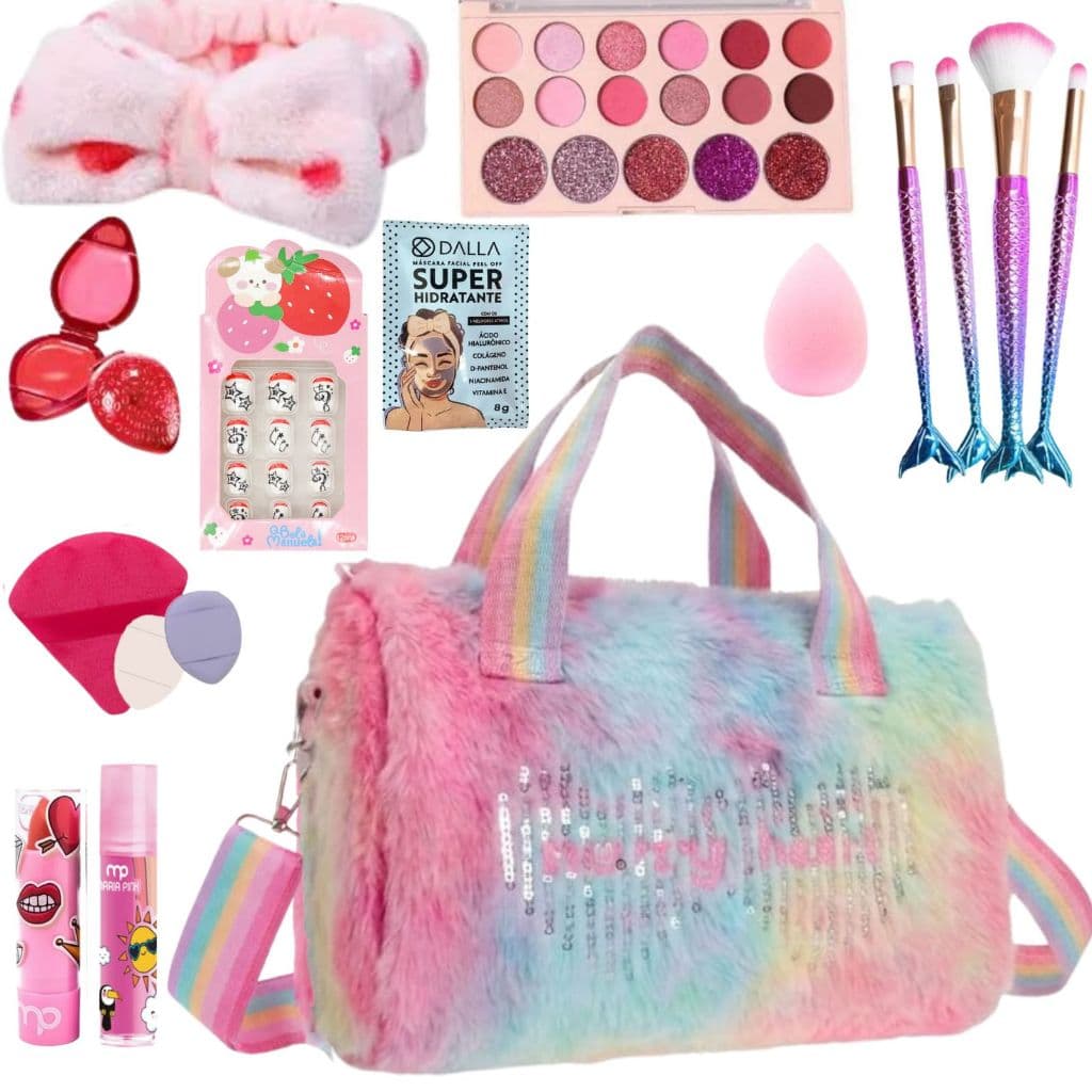 Bolsa com Maquiagem Infantil Kit Beleza Completo Menina