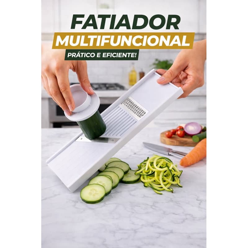 Ralado de Legumes Cortador Inox 2 em 1 com Protetor de Mãos | Fatias e Corte Julienne