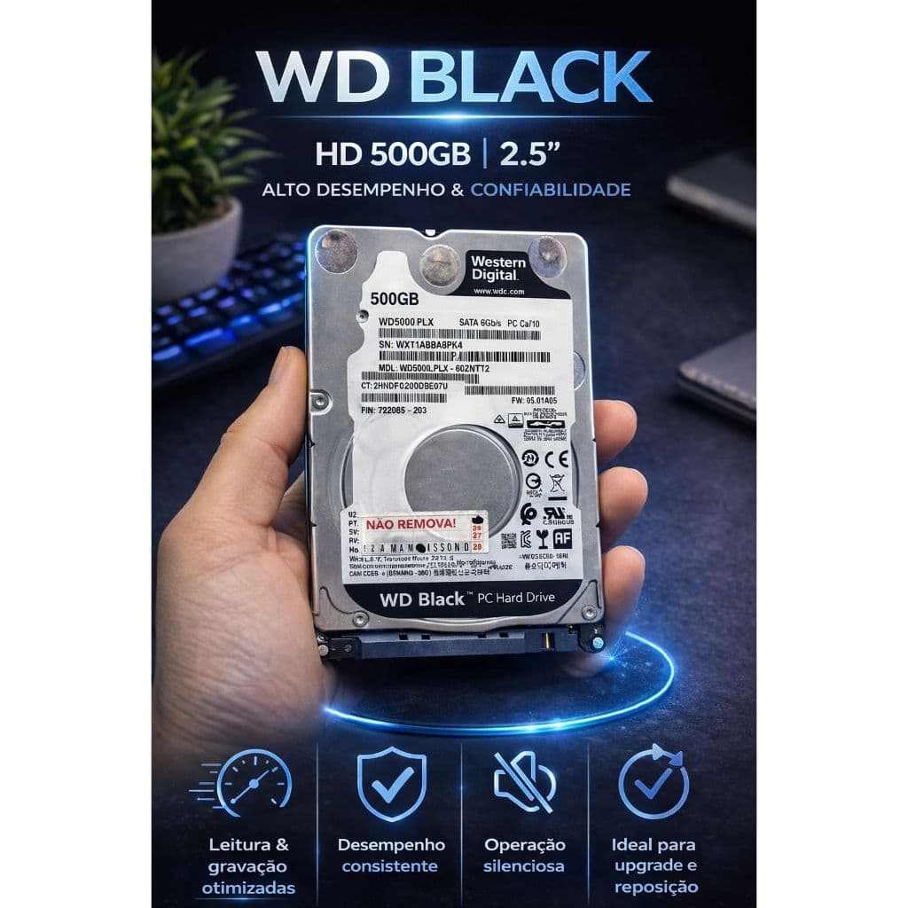 HD O brabo! Black 2.5 Notebook/Xbox/PS3/PS4 WD5000LPLX WD5000LPSX 500GB preto