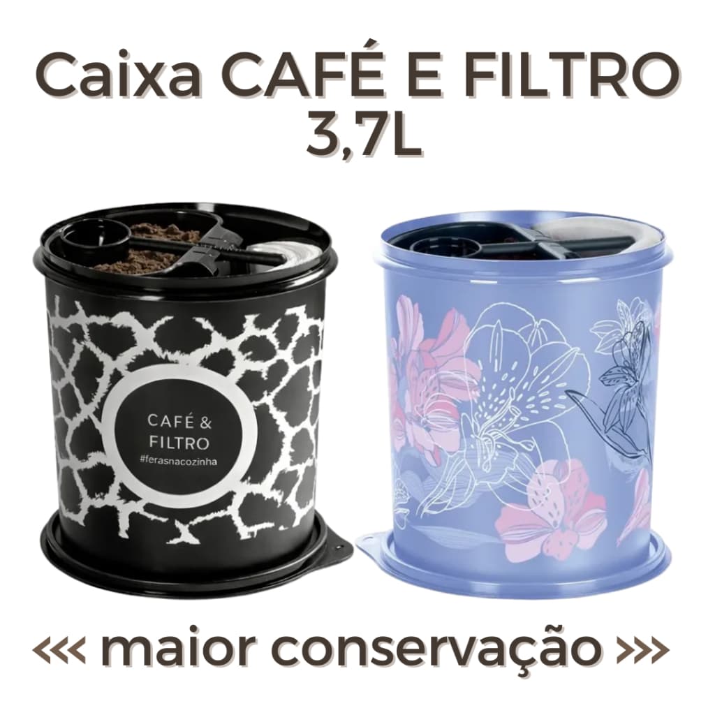 Caixa para armazenar Café e Filtro 3.7l FERAS NA COZINHA Tupperware original pote organizador tapaué