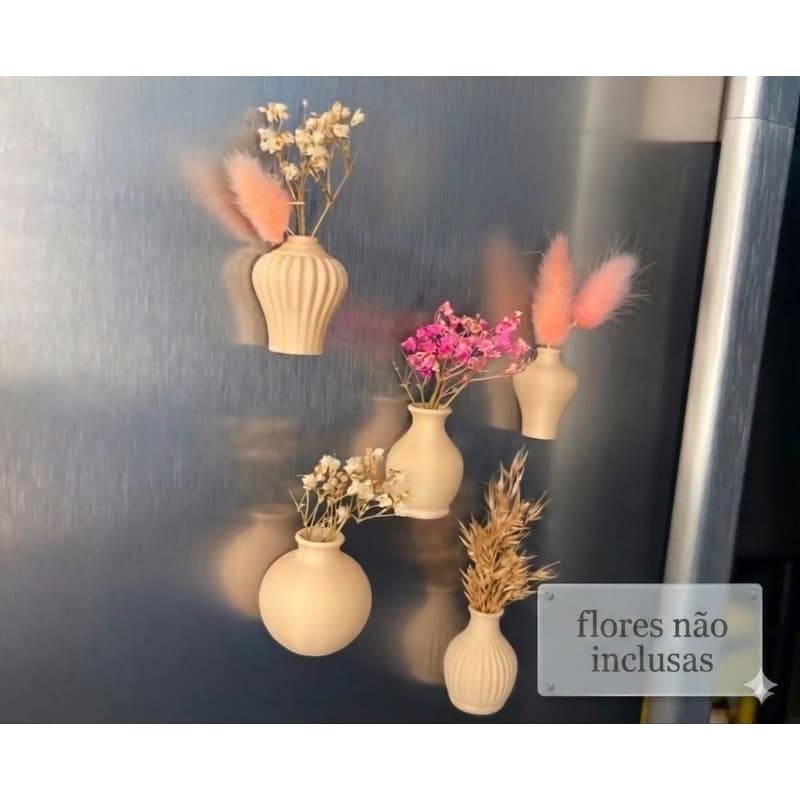 Imãs de geladeira com 5 mini vasos ou vasos de 5 cactos , estilosos, elegantes para decoração