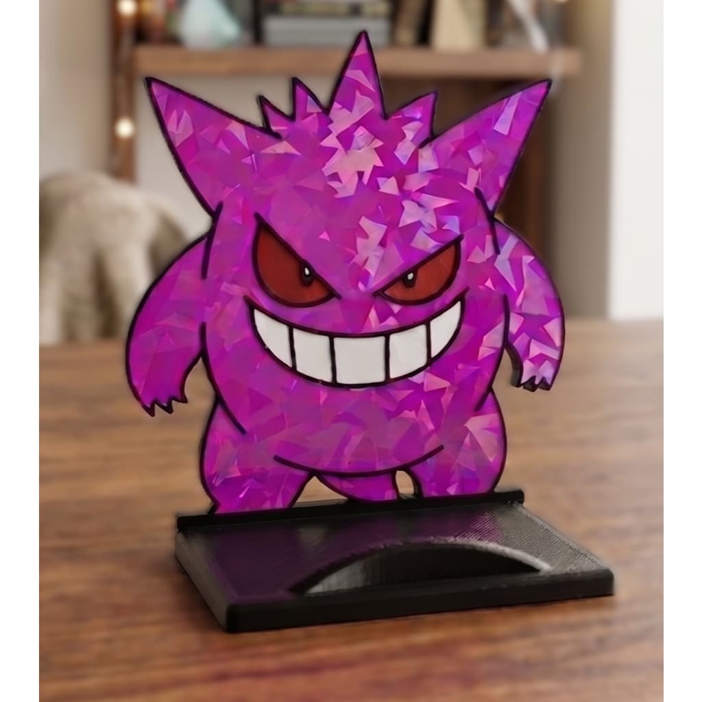Suporte de Celular Gengar 3D Holográfico – Base Antiderrapante | Setup Gamer Geek