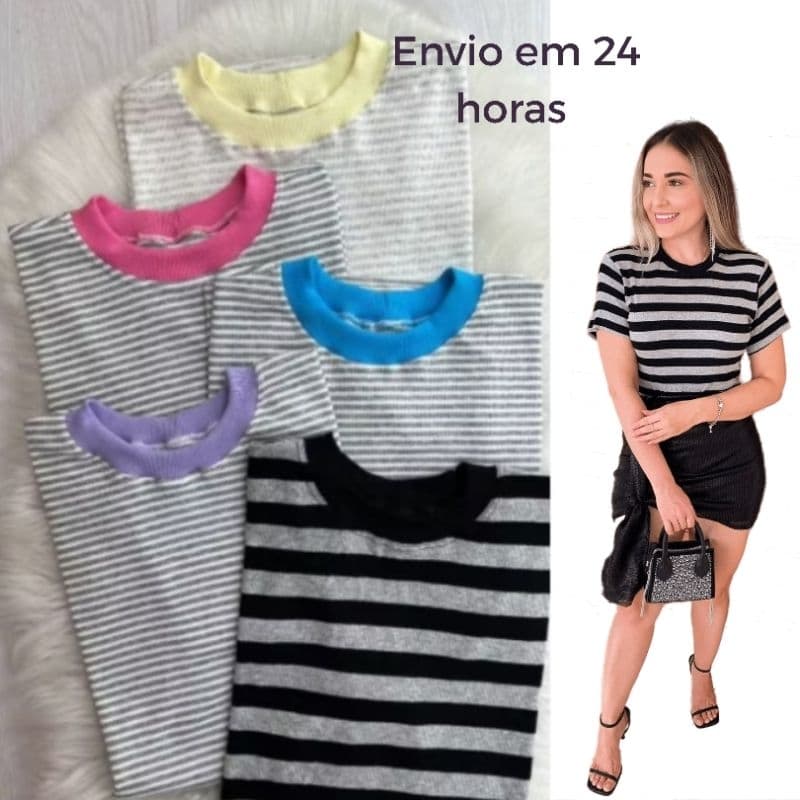 blusa listrada feminina t-shirt camiseta listrada promoção