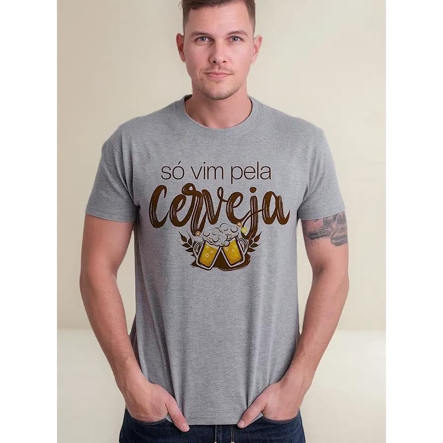 Camiseta Camisa Cerveja Frases Humor Moda Masculina Meme Malha Premium Confortável Mescla Não Amassa