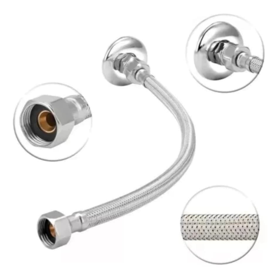 Engate Para Pia Flexivel Trançado Aço Inox 60 Cm