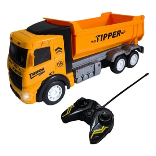 Caminhão Controle Remoto Escavadeira e Caçamba 24cm com Luz e Controle Remoto Pica-Pau Brinquedos