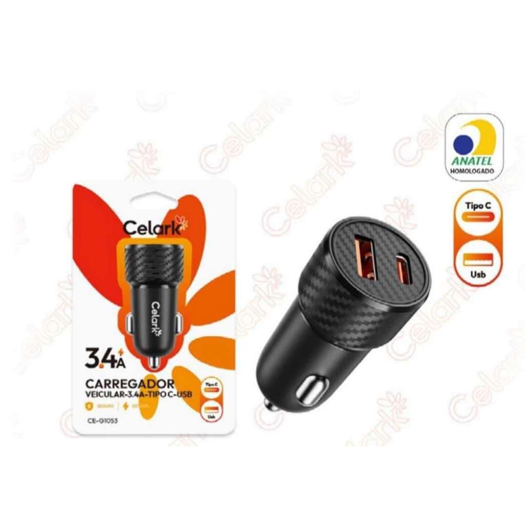 kit 3/2/1CARREGADOR VEICULAR Saída USB/Tipo C