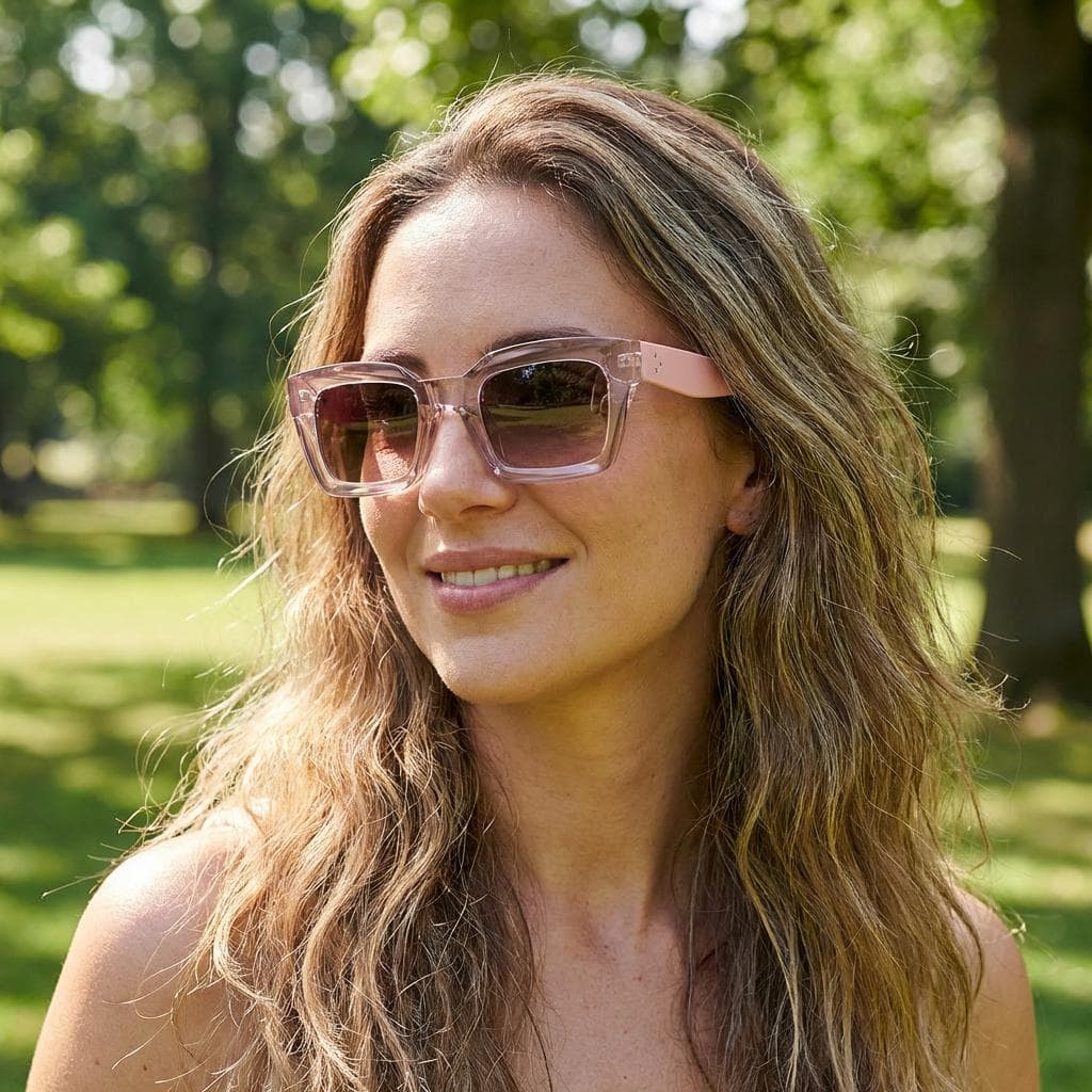 Óculos de Sol Feminino Polarizado UV400 Quadrado Rosa Fashion C3