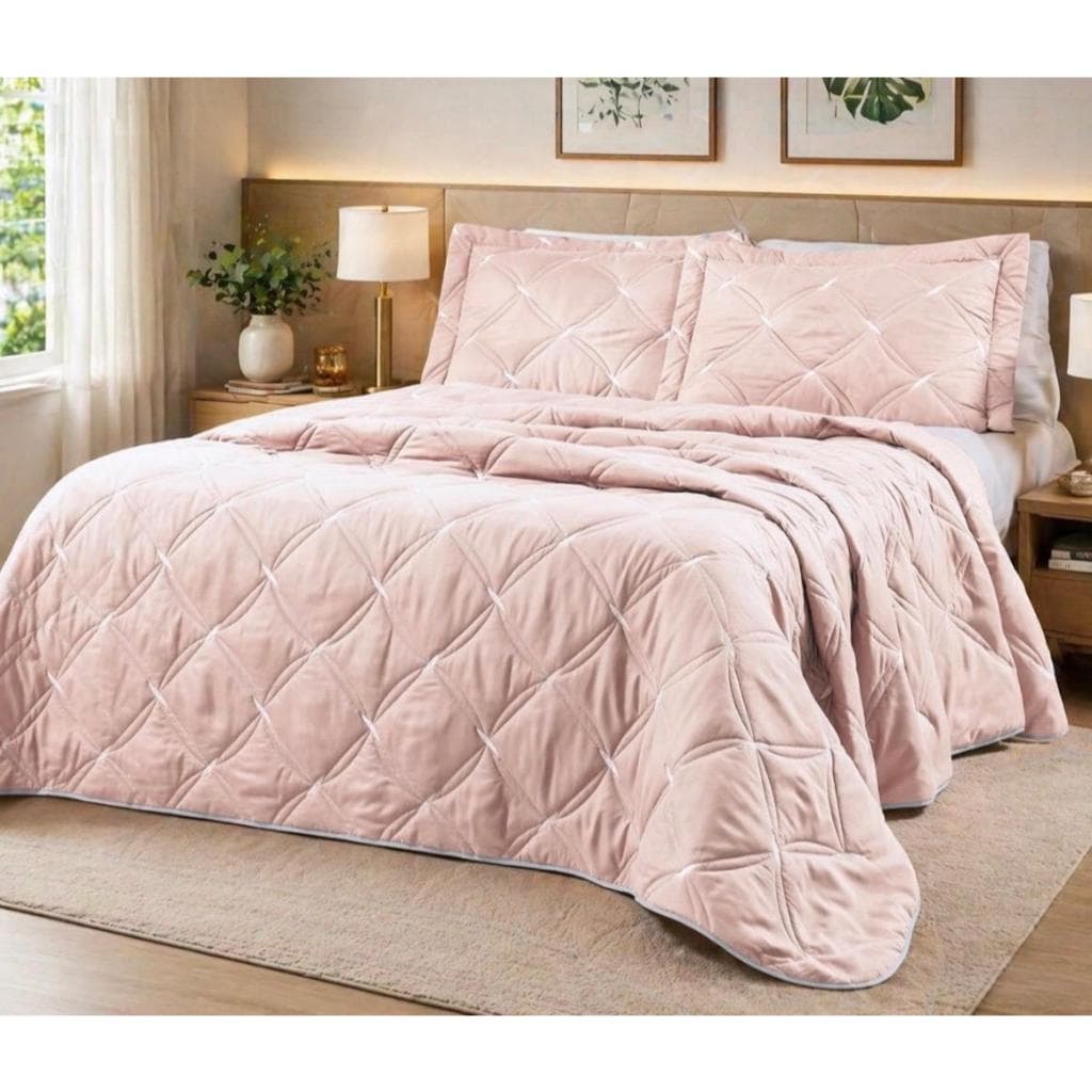 Cobre Leito Bordado Micro Percal 3 Peças Casal Luxo Macio + Porta Travesseiro Elegante Envio Rápido