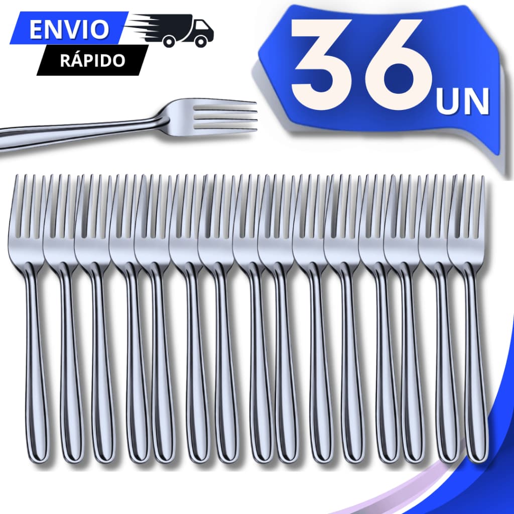 Kit Garfos de Sobremesa Aço Inox 16,3cm Cozinha Buffet Eventos Festas Restaurante Utensílios Talher