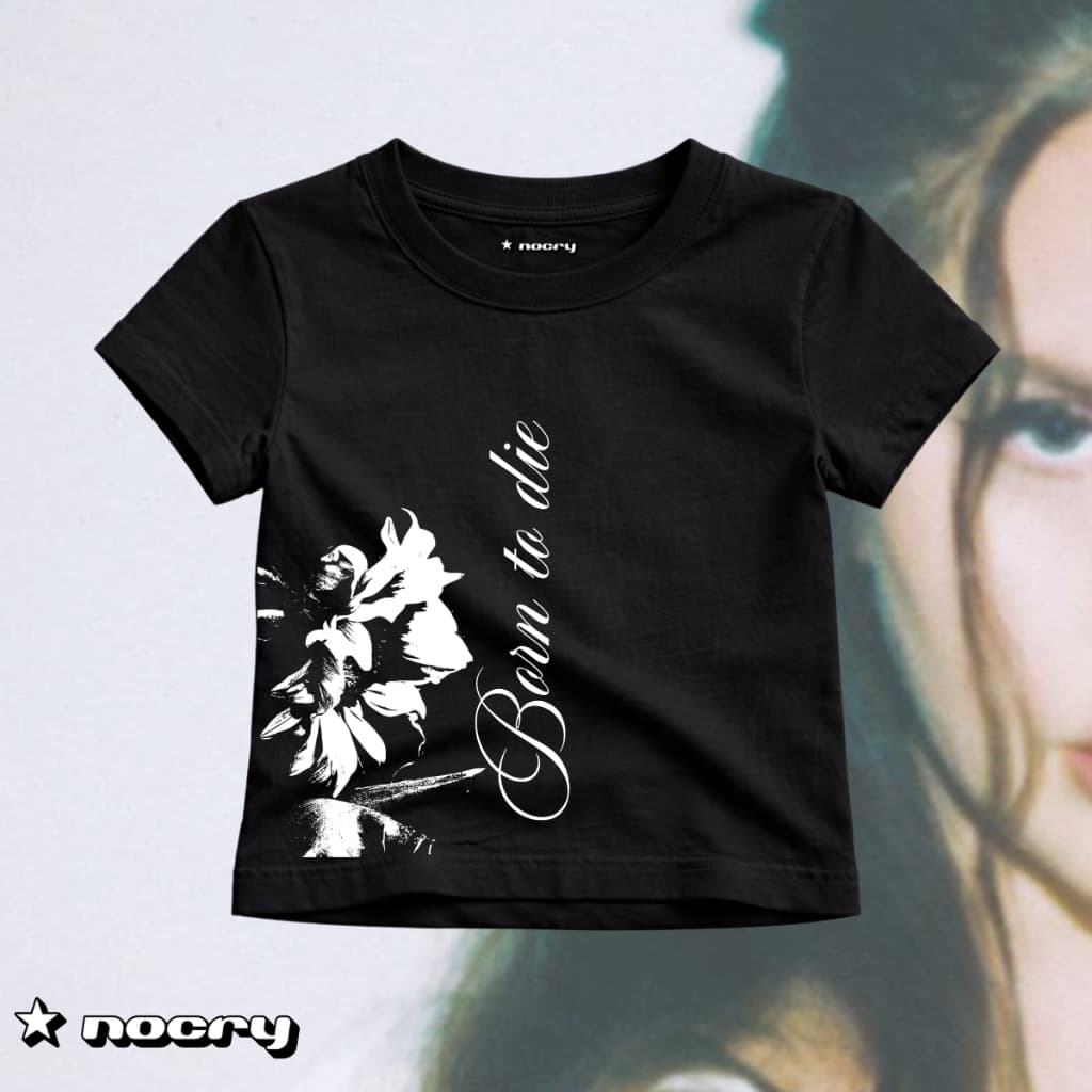 Baby Tee Justa Feminina – "Born to Die" Sunflower | Y2K Grunge Lana Del Rey Archive Aesthetic