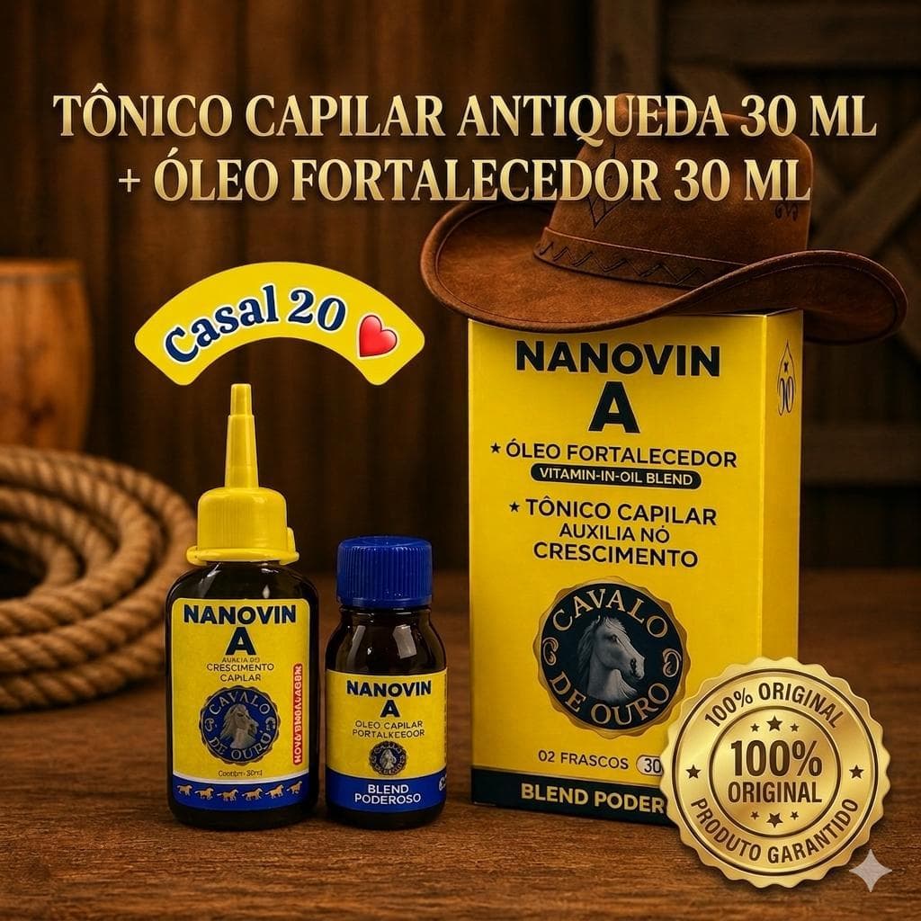 Kit casal 20 - Óleo fortalecedor Nanovin A 30 ml + Tônico Anti queda 30 ml
